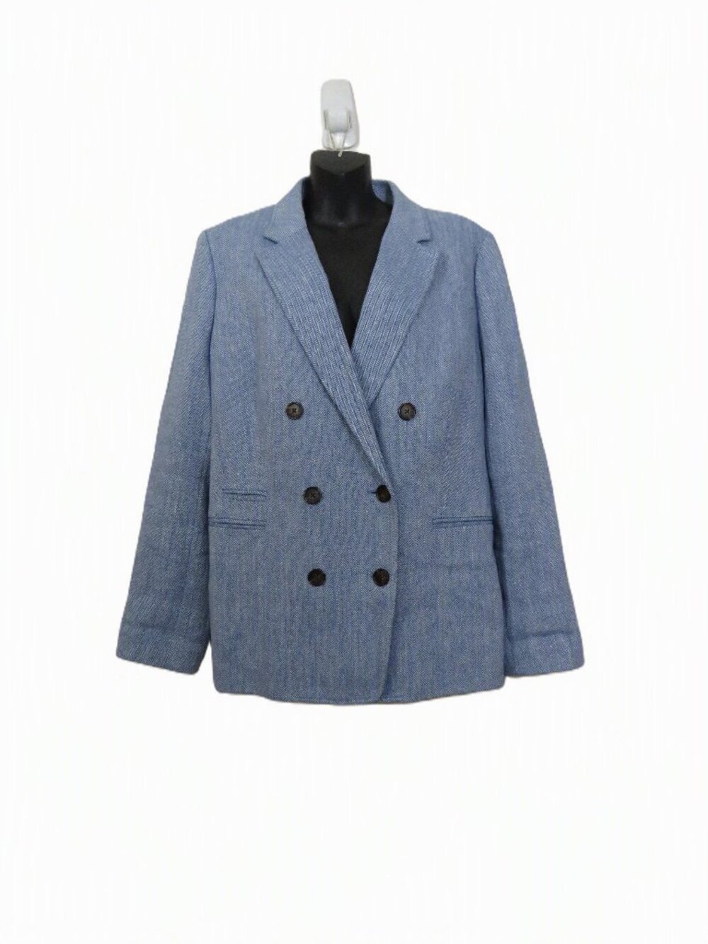 J Crew Size 14 Bristol Herringbone Blazer Italian Cotton Linen Double Breasted